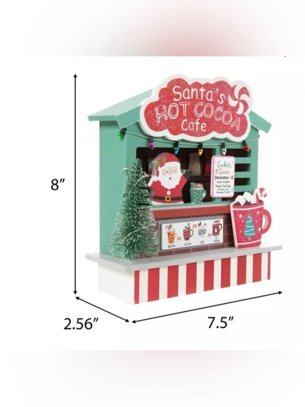 Santa's Hot Cocoa Cafe Light Up Wood Decor